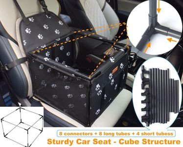 GOBUYER Waterproof Pet Car Seat Booster Box with Harness, Black 40x40cm