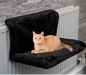 Rainberg Cat Dog Radiator Bed Warm Fleece Beds Basket Cradle Hammock, Keeps Pet Warm, Easy to install (Black)