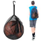 Fentar Ball Bags for Football, Portable Ball Net Bag for Single 1 Ball with Carabiner Clip, Drawstring Football Bag with Inner Zipper Pouch, Sturdy Mesh Ball Bag for Soccer Basket Golf Ball