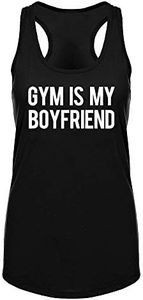 Fannoo Workout Tank Tops for Women-Gym is My Boyfriend Womens Funny Saying Fitness Exercise Racerback Sleeveless Shirts Black