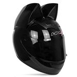 Adult Personalized Cat Ear Motorcycle Helmet,Men and Women Cool Cat Locomotive Motorcycle Full Face Helmet,DOT/FMVSS-218 Certification Standard,Suitable for All Seasons,Black,M