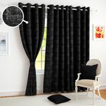 Story@Home Blackout Thermal Insulated Abstract Opaque Curtains 7 Feet Long Set Of 4, Opacity Door Opaque Curtains, Energy Efficient And Noise Reducing Drapes For Home And Office, Black