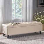 LEGACY OF COMFORT Amalfi 2 Seater Sofa Upholstered Ottoman Bench with Storage, for Living Room, Bedroom, Entryway (Ivory Velvet)