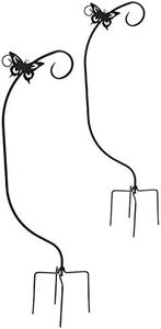 Panacea 88197 Staked Basket Hangers with Butterflies, Black, 4'H Each, Pack of 2