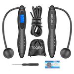 TOQIBO Skipping Rope, Speed Jump Rope Tangle-free Adjustable Rope & Digital Jump Rope, Adjustable Calorie Counter Jump Skipping Ropes, Fitness Workouts Fat Burning Exercises Boxing