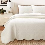 Cozy Line Home Fashions Victorian Medallion Solid Ivory Embossed 100% Cotton Bedding Quilt Set,Coverlet,for Bedroom/Guest Room (Blantyre - Ivory, Oversized King - 3 Piece)