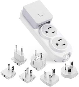 Ceptics Travel Power Strip W/Adapter Plug Set - Equipped with USB, Type C for iPhone, Chargers, Cell Phones, Laptop - Plugs for Europe, Asia, China, USA, Africa, South America PS-2U