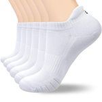 coskefy Low Cut Socks Mens Women Cotton Trainer Running Sports Socks Non-slip Ankle Socks (6 Pairs)UK 9-12/ EU 43-46White (M03)