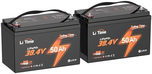 LiTime (2-PACK) 36V 55Ah TM LiFePO4 Battery, Low Temp Protection Deep Cycle Rechargeable Solar Battery, Built-in 55A BMS, Up to 15000 Cycles, Ideal for Trolling Motors, Boats, Marine, Solar