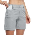 Willit Women's Shorts Hiking Cargo Golf Shorts Outdoor Summer Stretch Shorts with Pockets Water Resistant Gray M
