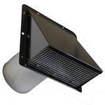 Reversomatic 6" Heavy Duty Intake Wall Cap with Fly and Screen (No Damper) (Black)