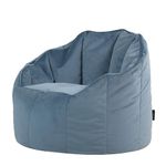 icon Sirena Bean Bag Chair, Mineral Blue, Velvet Floor Chair, Adult Bean Bag with Filling Included, Lounge Chair, Bedroom Chair, Accent Chair