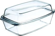 Clear Oblong Glass Casserole by Simax | High Lid Doubles as Roaster, Heat, Cold and Shock Proof, Dishwasher Safe, Made in Europe, 3 Quart