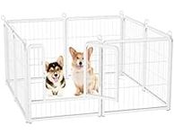 HOMIDEC Dog Pen, 8 Panel Puppy Pen with Door, High 60cm Indoor/Outdoor Dog Playpen, Portable Detachable Pet Run Enclosures for Dogs, Puppies, Cats, Rabbits and Other Animals(White)