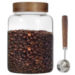 Glass Coffee Storage Jar with Screw Lids Spoon Thicken Glass Coffee Canister Borosilicate Glass Food Containers for Ground Coffee Beans Overnight Oatmeal Tea (60oz/1800ml)