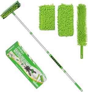 Zavrski Ceiling Fan Cleaner Duster with 6 Ft/72'' Extension Pole High Ceiling Fan Blade Cleaning Tool Microfiber Duster Reusable Pads for Cleaning Ceiling Fan, Baseboard, Blind, Cobweb, Molding