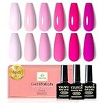 Yueshop Pink Gel Nail Polish Set,6PCS Light Pink Hot Pink Fuschia Pink Gel Polish,Neon Pink Gel Nail Varnish Soak off UV LED Lamp Long Lasting Nail Art for Spring Summer,8ml