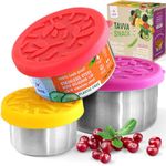 TAVVA Stainless Steel Kids Lunch Box - Plastic Free | Leakproof Lunch Boxes | Silicone Lids | Reusable | Stackable - for Healthy Snacks, Lunch Dips, Camping Food [Set of 3]