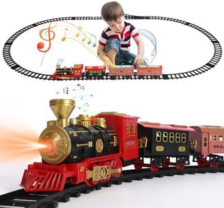 Geegear 2024 Christmas Tree Train, 470 cm Electric Train for Children, Electric Track, Christmas Train with Smoke Light and Sound, Steam Locomotive Toy for Children