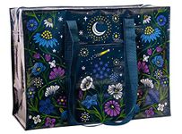 Blue Q Starry Garden Shoulder Tote is the carry-everywhere bag featuring a hefty zipper, exterior pocket, wrap-around straps, reinforced floor, 95% recycled material, 11" h x 15" w x 6.25" d.