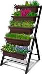 4-Ft Raised Garden Bed - Vertical Garden Freestanding Elevated Planters 5 Container Boxes - Good Patio Balcony Indoor Outdoor - Perfect to Grow Vegetables Herbs Flowers