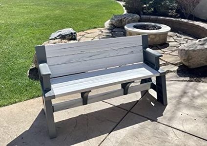 Convert-a-Bench Folding Resin Picnic Table and Bench | Platinum White Birch