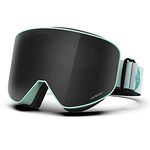 TOREGE Ski Goggles Anti Fog Dual-Layer UV Protection Snowboard Goggles OTG Snow Goggles for Men Women TG07 (Matte Green Frame & Grey Lens)
