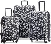 American Tourister Moonlight Hardside Expandable Luggage with Spinner Wheels, Leopard Black, 3-Piece Set (21/24/28), American Tourister Moonlight Hardside