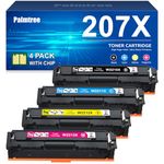 Palmtree 207X With Chip Compatible for HP 207X 207A Toner Cartridges Multipack for HP Color Laserjet Pro MFP M283fdw Toner Cartridges M255dw M255nw M283fdn M283cdw 207X Black Cyan Yellow Magenta