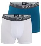 URBAN ADVENTURE Anti Bacterial Premium Cotton Spandex Trunks Underwear for Men with No Marks Waistband - Moisture Wicking and StayFresh Treatment (Pack of 2) (M, White-Lagoon)