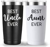 Mamihlap Best Uncle and Aunt Ever Travel Mug Tumbler.Uncle & Aunt Gifts.Birthday Fathers Mothers Christmas Day Gifts for Uncle and Auntie from Nephew and Niece.(20oz Black&White)