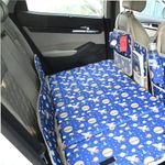 Pivalo Non-Inflatable Car Bed Portable & Foldable Design Polyester Fabric Back Seat Sleeping Mattress & Multi Storage Organizer for Baby Kids Travel Camping Picnic (Blue)