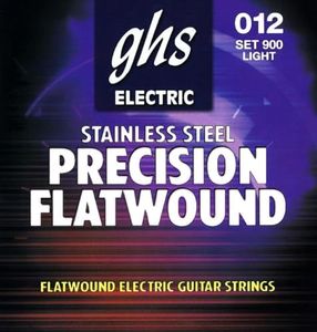 GHS Strings Precision Flats, Stainless Steel Flat Wound Electric Guitar Strings, Light (.012-.050) (Model #: 900 SET)