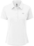 MoFiz Womens Short Sleeve Golf Polo Shirts Quick Dry Camo Lightweight UPF 50+ Tennis Sports Athletic Tops Casual White M