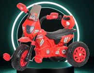 DA Bull International Harley Baby Bullet BikeTrike Cycle Backrest and Comfortable Seat Ride-on Bike Pedal Bike Tricycle Big Wheels with Musical Horn Lights for Kids Girl & Boy 2-5 Years (Red)
