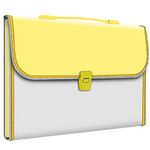 FEDUS 13 Pocket Expanding File Folder with Handle, A4 Large Capacity Portable Plastic Folder for Important Documents Holder, Accordion Paper Storage Organizer Bag with Labels Index Yellow