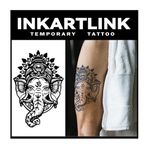 INKARTLINK Tattoo Tech, 2 Sheets Large Semi Permanent Tattoo, Adult Art Design Temporary Tattoos, Lasts 1-2 Weeks, Waterproof, Realistic Look, No Adhesive, No Reflection (Thai Elephant Deity Design)