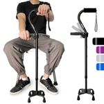 AOHHL Quad Walking Cane Foldable Adjustable Portable Stick Men & Women and Seniors - Lightweight & Sturdy with 4-Pronged Base for Extra Stability Balance,Self Standing Gifts for mom Dad(black1)