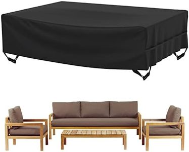 Velway Patio Furniture Covers Waterproof Outdoor Super Windproof 108"Lx82"Wx28"H with Seal Tape at Seams, Anti-UV Patio Table and Chair Set Cover with Side Adjustable Straps, 4 Windproof Buckle Straps