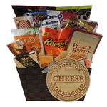 Large Gourmet Basket - Nuts, Cheese, Peanut Brittle, Cookies, Olives, Chocolates and more