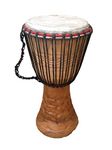 Genuine African Djembe Drum 11" head (28cm head, 60 cm height) with 2 free percussion instruments worth £20 -