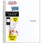 Five Star Spiral Notebook, 5-Subject, College Ruled Paper, 11 inches x 8-1/2 inches, 200 Sheets, White (72460)