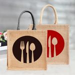 Kuber Industries Grocery Bag | Jute Carry Bag | Reusable Shopping Bag | Lunch Handbag | Zipper Grocery Bag with Handle | Daily Utility Grocery Bag | Pack of 2 | Multi