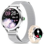 niolina Smart Watches for Women, 1.106" AMOLED Small Screen Smartwatch Answer/Make Call for Android iOS Phones, IP68 Waterproof Fitness Activity Tracker with Heat Rate Sleep Monitor SpO2, Silver