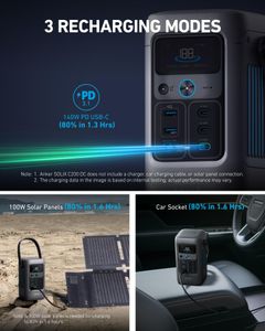 Anker SOLIX C200 Portable Power Station – 192Wh LiFePO4, 200W Solar Generator for Camping & Travel
