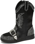 Cape Robbin Sparkly Cowgirl Boots - Rhinestone Cowboy Boots for Women - Ankle Boots for Women Glitter Cowboy Boots - Sparkly Booties for Women (Jonie) - Black Size 7