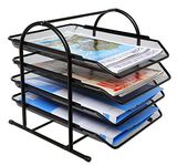 Wishbone Metal Mesh 4 Tier Document Tray for Home and Office File Rack for A4 Documents/Files/Papers/Letters/folders Holder Desk Organizer (Black)