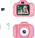 ZAOFEPU Kids' Digital Cameras, Mini Dual Camera Rechargeable Children's Camera Gift, Boys and Grils Aged 3 to 9 Years Old, 8 Million HD Video 2 inches Screenfor Outdoor Play (32GB Card, Blue) (Pink)