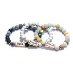 YINI 3 Pcs Natural Volcanic Stone Friendship Bracelets Hope Bracelets Blessed Bracelets Handmade Beaded Stretch Bracelets (bra000001）, 石, no,