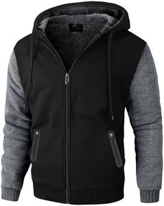ZITY Men's Zip Up Hoodie Heavyweight Winter Sweatshirt Fleece Sherpa Lined Warm Jacket
